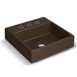 BACHA CUADRADA MARRON MATE -DECA APOYO.